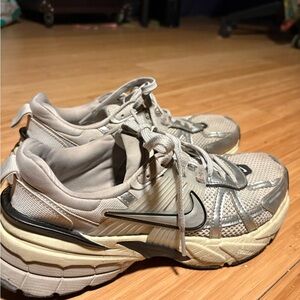 Nike Women's Silver and Black Sneakers